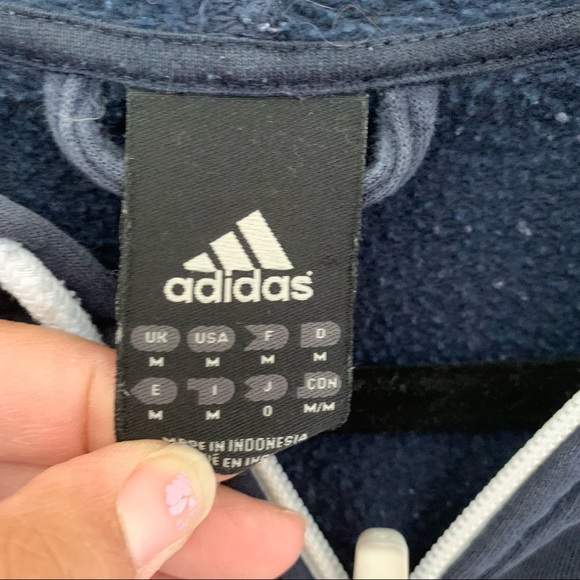 AdIdas Navy Blue and White Stripe Hoodie size Med - Picture 8 of 9